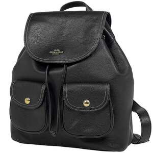Coach logo rucksack, backpack, daypack, leather, black, 6145, women's